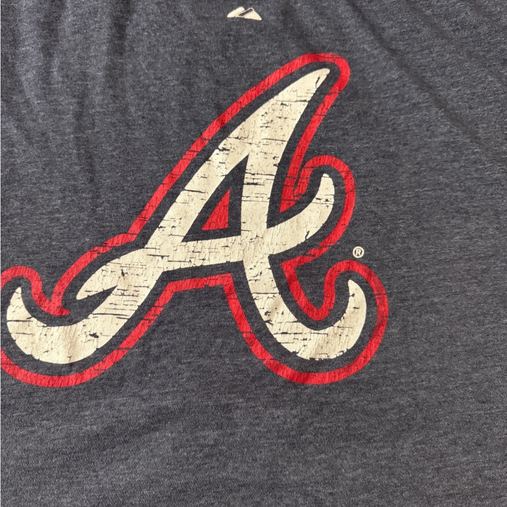 Majestic Navy T-Shirt with Red & Blue Atlanta Braves Logo